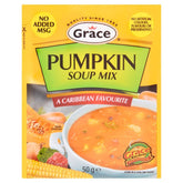 Packet of Grace - Pumpkin Soup Mix - 50g, labeled "A Caribbean Favourite," featuring images of soup and vegetables.